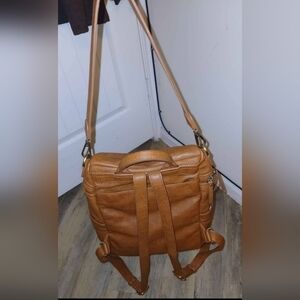 Miztique convertible backpack purse brown faux leather